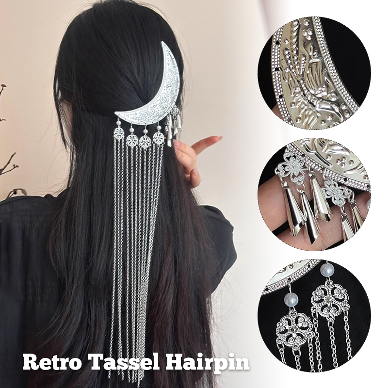 Hanbok Hair Pin - 1 PC Hanfu อุปกรณ์เสริมยาวพู่กลับ Hairpin โบราณสไตล์