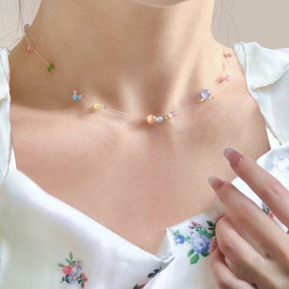 Korean Girls Lifestyle - สร้อยคอโลหะผสมสไตล์เกาหลี สร้อยคอเรซิ่น สไตล์ Y2k สร้อยคอประดับลูกปัดหลากสี สร้อยคอสำหรับสาวๆ