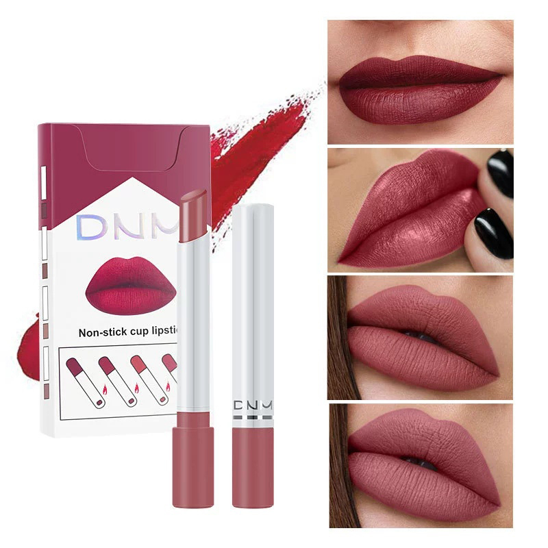 Lip Tint Korean - 4 ชิ้น/เซ็ตแต่งหน้าลิปสติกเครื่องสำอางเกาหลีเซ็กซี่ลิปสติกเซ็ตลิปทินท์ลิปกลอสกันน้ำมาควิยาจ แมท ติดทนนาน เมคอัพ