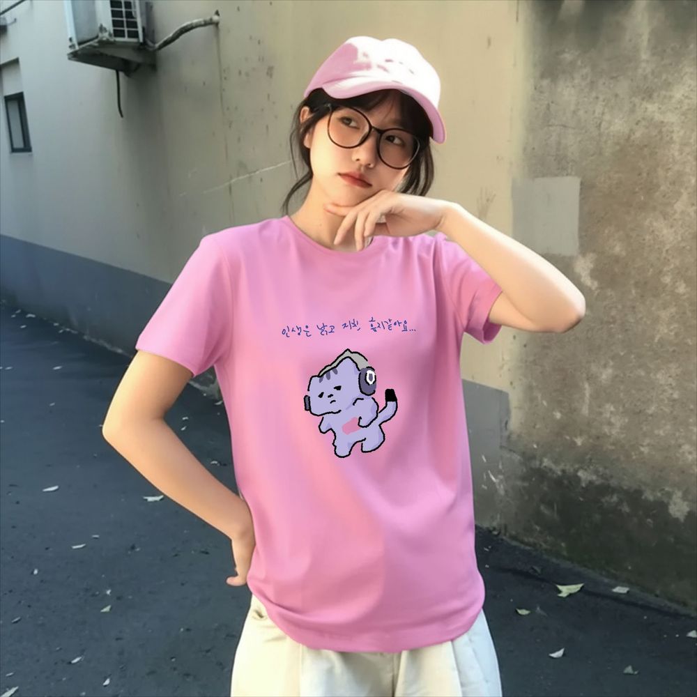 Korean Lifestyle Aesthetic - เสื้อยืดพิมพ์ลายข้อความน่ารัก 