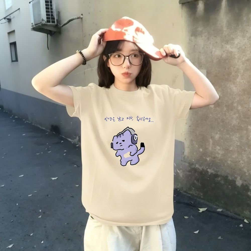 เสื้อยืดพิมพ์ลายข้อความน่ารัก  - Korean Lifestyle Aesthetic บทวิจารณ์และราคา